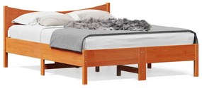 Estrutura de cama 140x200 cm madeira pinho maciça castanho cera