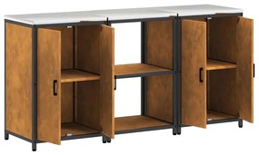 Conjunto de Armazenamento de Cozinha 3 pcs Ferro Enferrujado