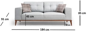Sofá-Cama de 2 Lugares Montana – Cinzento – 184 x 91 x 85 cm