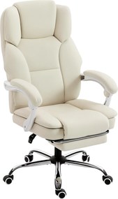 Cadeira de escritório ergonómica, cadeira de escritório com encosto reclinável, altura ajustável, 64x73x112-120 cm, bege