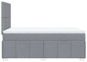 Cama boxspring com colchão 120x190 cm tecido cinzento-claro