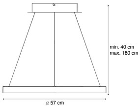 Candeeiro Pendente de Design Bronze com LED Dimmable Easylift - Hoop