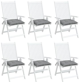 Almofadões de cadeira 6 pcs 40x40x7 cm tecido oxford cinza