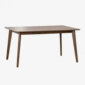 Mesa De Jantar Retangular Em Mdf E Madeira De Seringueira Kerhen Madeira Escura & 150 X 90 Cm - Sklum