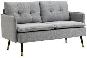 Sofá de 2 Lugares Moderno Estofado em Poliéster com 4 Almofadas Apoio para os Braços e Pés de Aço 139x68x80 cm Cinza