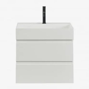 Conjunto De Móvel De Casa De Banho Em Madeira E Chapa De Freixo Com Lavatório Integrado Ona Branco & Sem Espelho & Preto - Sklum