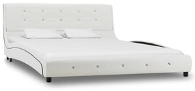 Cama + colchão espuma memória 140x200cm couro artificial branco