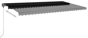 Toldo retrátil manual com LED 600x300 cm antracite