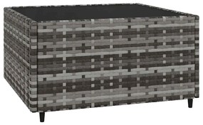 3 pcs conjunto lounge de jardim c/ almofadões vime PE cinzento