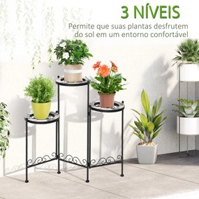 Outsunny Suporte de Metal para Plantas Dobrável Suporte para Flores co