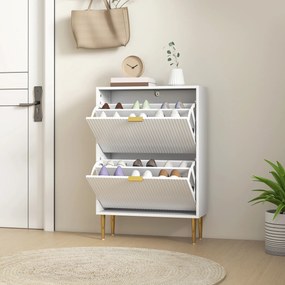 Sapateira Estreita Sapateira para Entrada com Prateleiras Ajustáveis para 12 Pares de Sapatos 60x24x91,5 cm Branco
