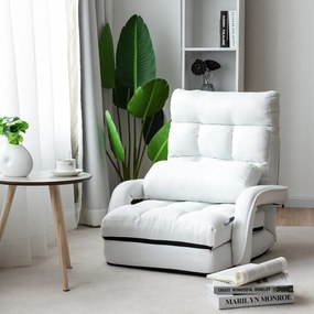 Sofá Cama de Chão individual dobrável com almofada multifuncional para quarto Sala de estar Varanda 67 x 65 x 72 cm Branco