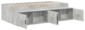 Estrutura de Cama de Armazenamento Cinza Concreto 100x200 cm