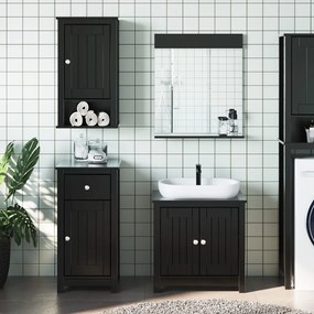 vidaXL 3 pcs conjunto de móveis para WC BERG pinho maciço preto