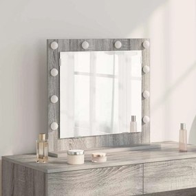 vidaXL Espelho de vanidade com luzes LED Cinza Sonoma 60x55x18 cm