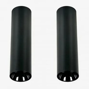 Pack De 2 Apliques De Teto Led De Superfície Redondos Ø4 Cm Para Exterior Em Alumínio Luisiana Preto & 3 W & 38º & Branco Frio 4000k - Sklum