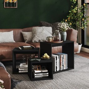 Mesas de encastrar 3 pcs contraplacado preto