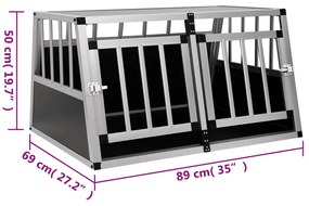 Transportadora para cães com porta dupla 89x69x50 cm