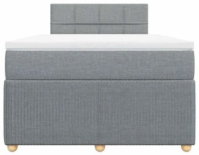 Cama boxspring com colchão 120x190 cm tecido cinzento-claro