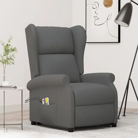 Poltrona de massagens elevável tecido cinzento-escuro
