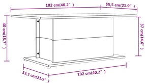 Mesa de centro 102x55,5x40 cm derivados madeira carvalho sonoma