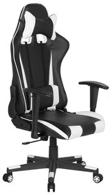 Cadeira de escritório em pele sintética preta e branca GAMER Beliani