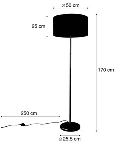 Candeeiro de chão preto com abajur branco 50 cm - Simplo Moderno