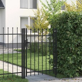 vidaXL Portão de vedação individual topo em espeto aço 1x1,2m preto