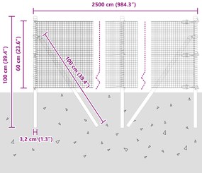 Cerca de Fio Soldado com 13 Postes Verde 0.6x25 m Aço