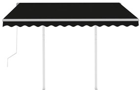 Toldo retrátil automático com postes 3x2,5 m antracite