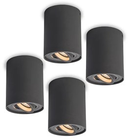 Conjunto de 4 focos rotativos e inclináveis cinzento escuro - Rondoo up Moderno