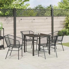 Conjunto de Jantar de Jardim com 5 Peças em Rattan Sintético Preto.