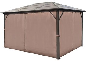 Gazebo com cortina 400 x 300 cm alumínio castanho