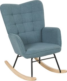 HOMCOM Cadeira de baloiço, forma ergonómica, patins de madeira maciça, até 120 kg, Azul claro | Aosom Portugal