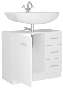 Armário de lavatório 63x30x54 cm derivados de madeira branco