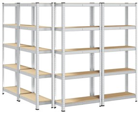 Prateleiras de armazenamento de 5 camadas 4 pcs aço prateado