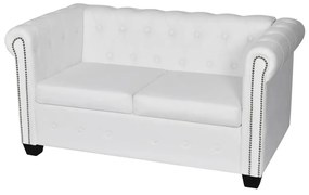 242371 vidaXL Sofá Chesterfield de 2 lugares em couro artificial branco