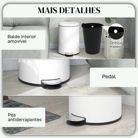 Balde de Lixo para Cozinha 20L Cubo de Lixo com Pedal Tampa com Fecham