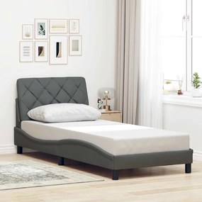 Estrutura de cama sem colchão 90x190 cm tecido cinzento-escuro