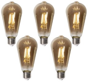 Conjunto de 5 E27 dimbare LED lamp ST64 smoke glas 5W 450 lm 2700K