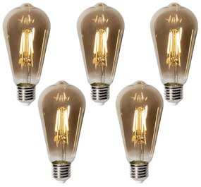Conjunto de 5 Lâmpadas LED E27 Reguláveis ST64 Vidro Fumê 5W 450 lm 2700K