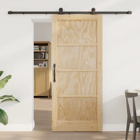 Porta Deslizante vidaXL com Conjunto de Hardware "ORKDAL" de Madeira Maciça de Pinho