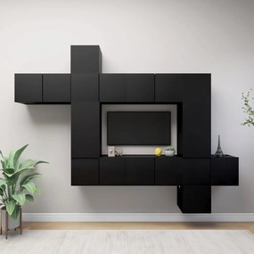 vidaXL 10 pcs conjunto de móveis de TV derivados de madeira preto