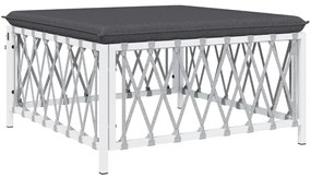 3 pcs conjunto lounge de jardim com almofadões aço branco