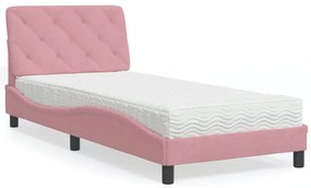 Cama com colchão 80x200 cm veludo rosa