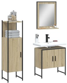 vidaXL 3 pcs conj. móveis casa banho derivados madeira carvalho sonoma