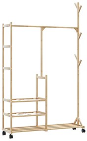 Cabide com prateleiras e rodas 100x38x175,5 cm bambu