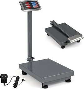 Balança industrial digital computadorizada de 300 kg Balança de plataforma com calculadora de preço Ecrã LED transparente Prata