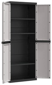 Móvel de arrumação para exterior 65x37x165 PP cinzento e preto