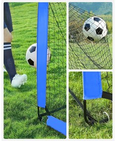 Conjunto de 2 balizas de futebol para crianças dobráveis com 6 cones de treino 90 x 120 x 90 cm em azul